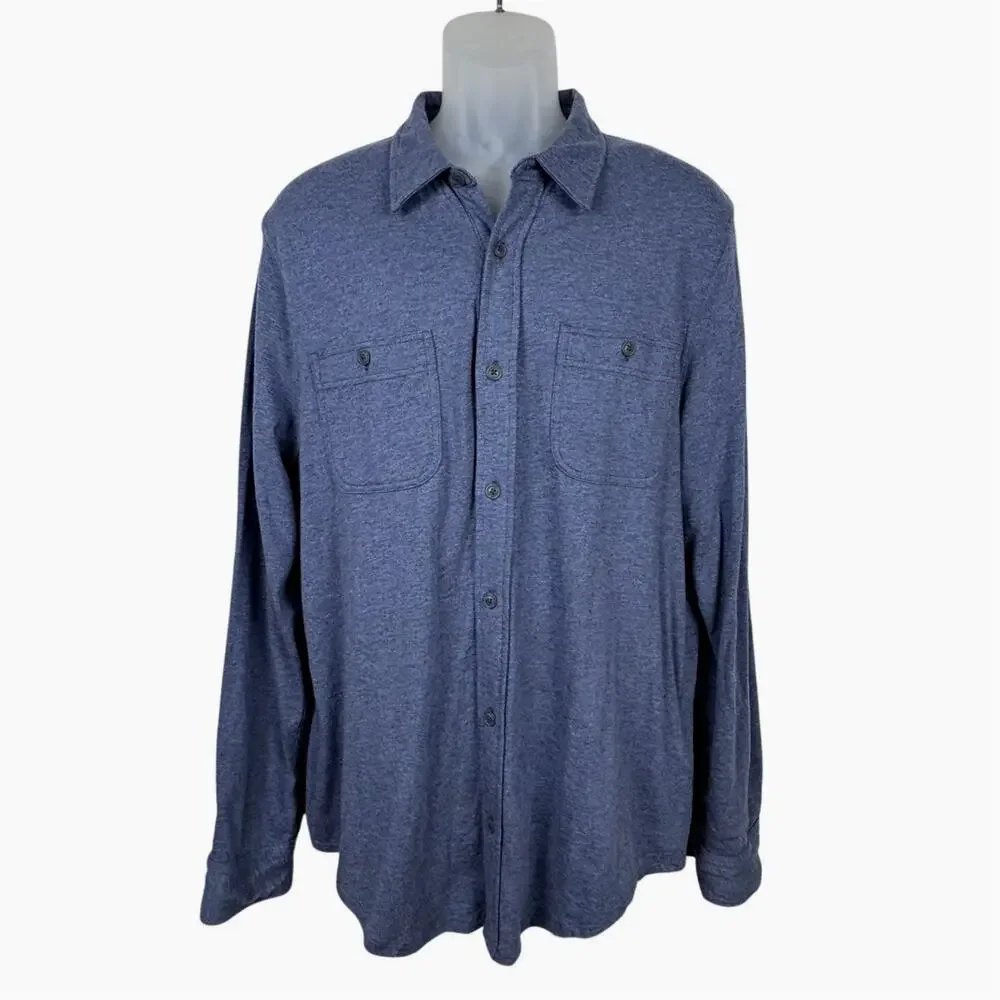 J.Crew Knit Goods Soft Slub Cotton Button Up Flap Pocket Shirt Item BD830 Blue L